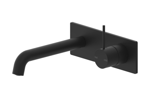 Mecca 160mm Combo Top Lever Wall Basin Mixer Tap (Matt Black) - 14255