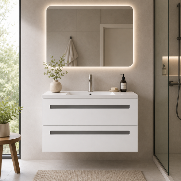 CARLY GLOSS WHITE VANITY - 600mm