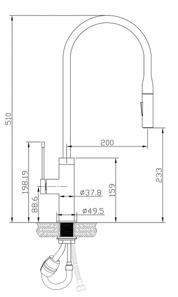 Aziz Pull Out Kitchen Mixer Brushed Nickel