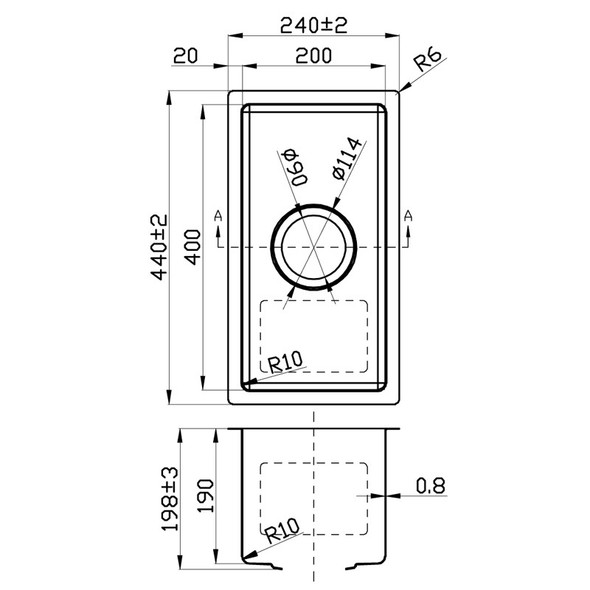 New Cora Single Bowl Kitchen Sink 240 x 440 x 200mm