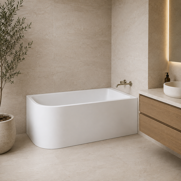CHELSEA RIGHT CORNER BATH 1500 (510mm Height) - Gloss White