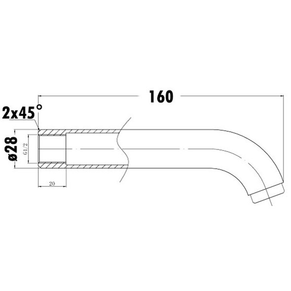 Yale L-Cylinder Spout 160mm Chrome