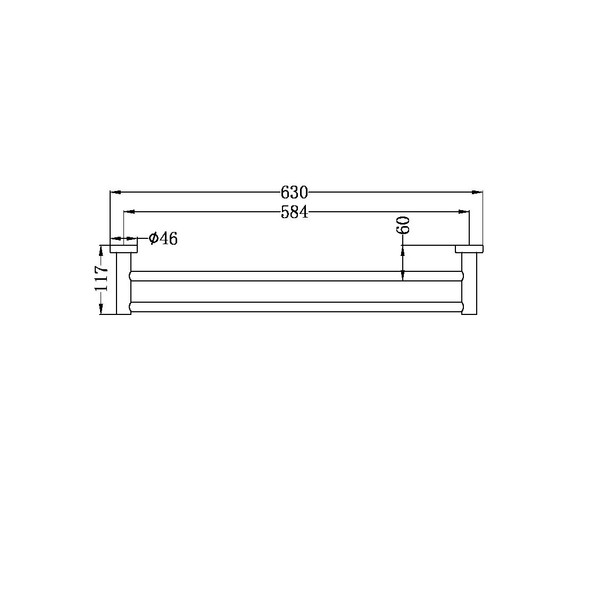 MECCA DOUBLE TOWEL RAIL 600MM BRUSHED NICKEL