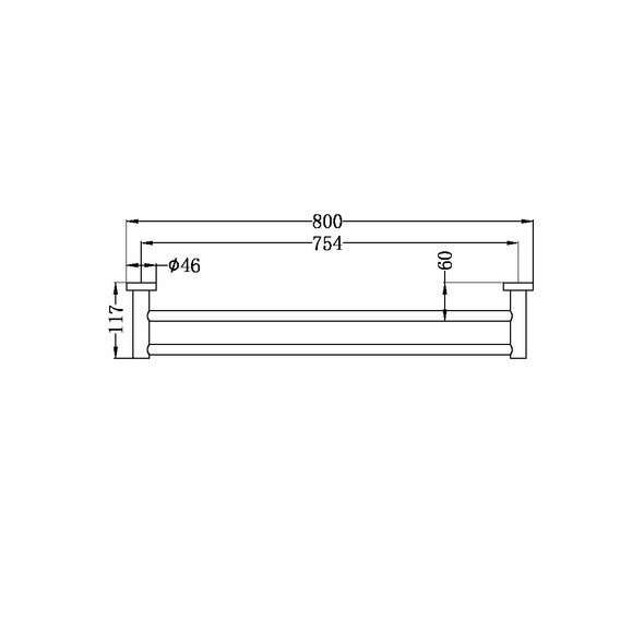 MECCA DOUBLE TOWEL RAIL 800MM CHROME