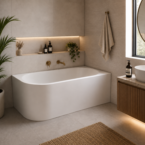 Clifton 1400 Right Corner Bath Gloss White