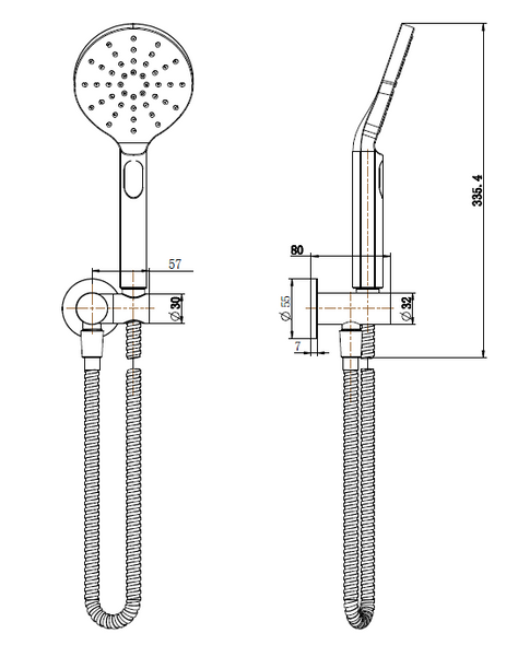 CORA HAND SHOWER ON BRACKET BRUSHED NICKEL