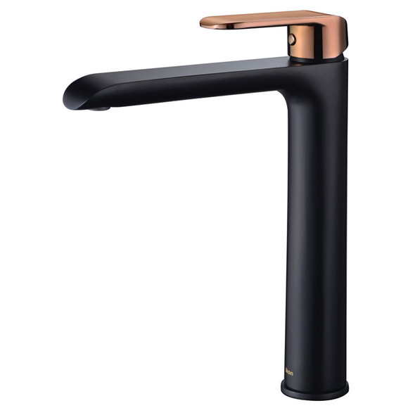 KARA HIGH RISE BASIN MIXER MB WITH ROSE GOLD HANDLE