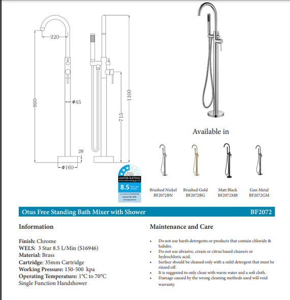 OTUS FREE STANDING BATH MIXER