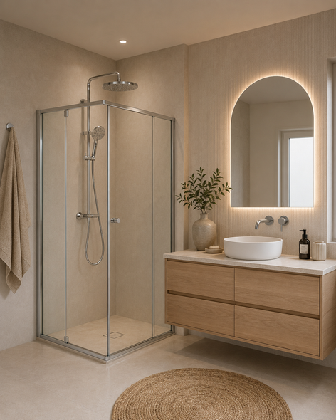 PACEY SEMI-FRAME CORNER PIVOT DOOR SHOWER SCREEN CHROME