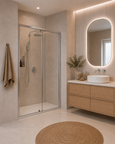 PACEY SEMI-FRAME CORNER PIVOT DOOR SHOWER SCREEN CHROME
