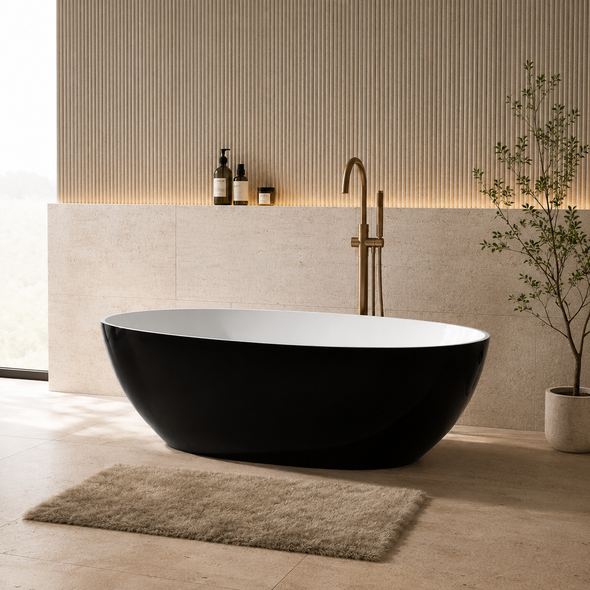 STELLA FREESTANDING BATH - MATT BLACK AND WHITE