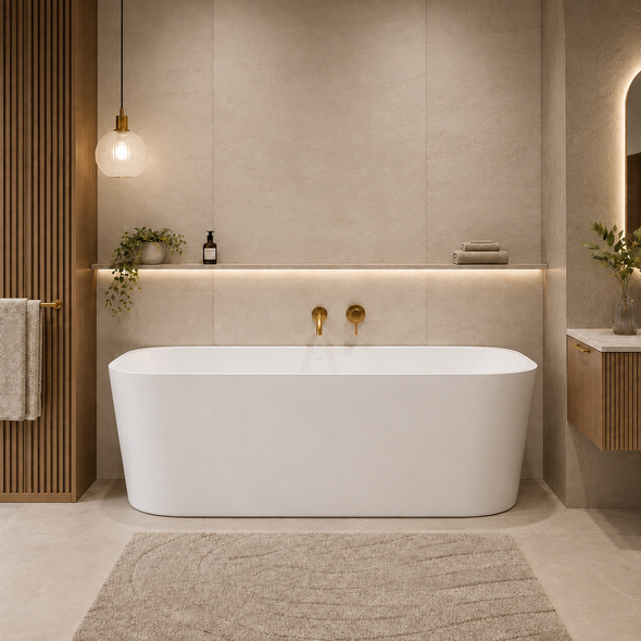 ELIVIA BACK TO WALL BATH - MATT WHITE