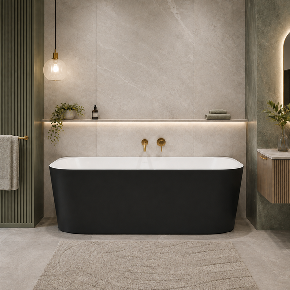 ELIVIA BACK TO WALL BATH - MATTE BLACK & WHITE