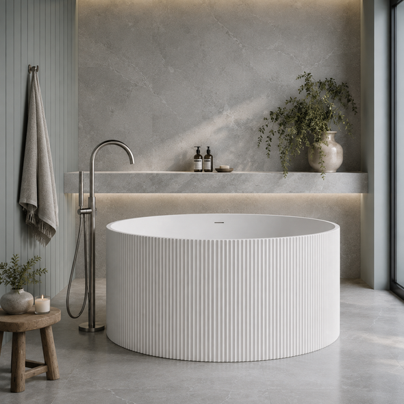 COMO GROOVE FREESTANDING BATHTUB MATTE WHITE 1280MM