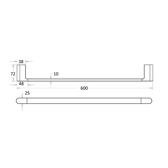 FLORES SINGLE TOWEL RAIL 600mm GUN METAL FLORES SINGLE TOWEL RAIL 600mm GUN METAL