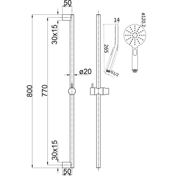 CORA SLIDING SHOWER RAIL SET BRUSHED NICKEL CORA SLIDING SHOWER RAIL SET BRUSHED NICKEL