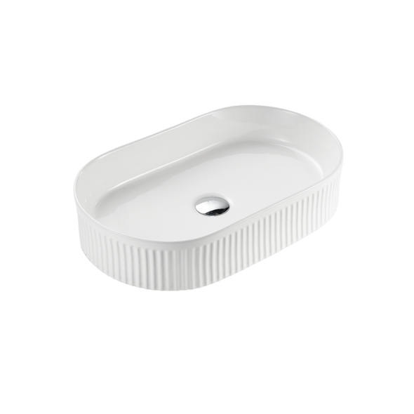 CASCADE BASIN FLUTED MATTE WHITE OVAL SMALL CASCADE BASIN FLUTED MATTE WHITE OVAL SMALL