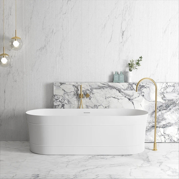 BONDI FREESTANDING BATH MATTE WHITE with OVERFLOW
