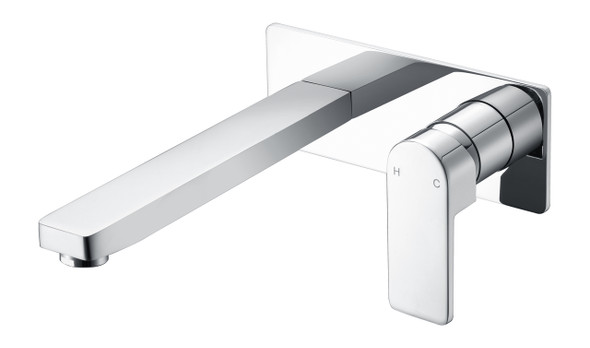 FLORES WALL BASIN/BATH MIXER WITH SPOUT - CHROME