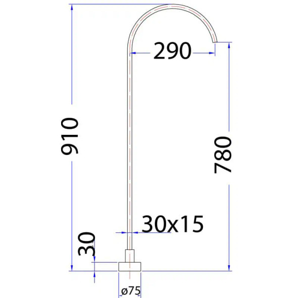 YALE RECTANGLE FLOOR STANDING BATH SPOUT CHROME