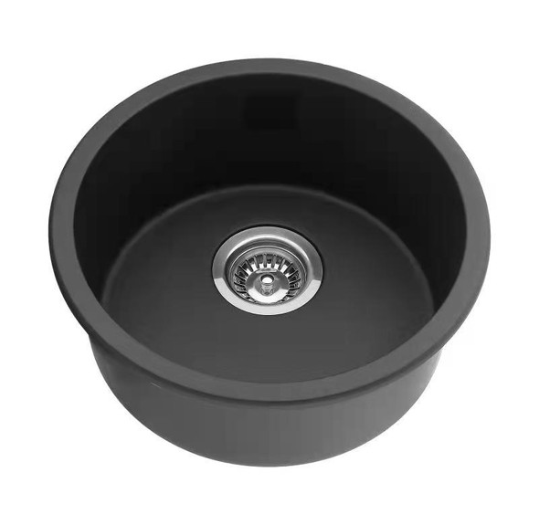 MATTE BLACK TOP/UNDERMOUNT ROUND SINK 466MM