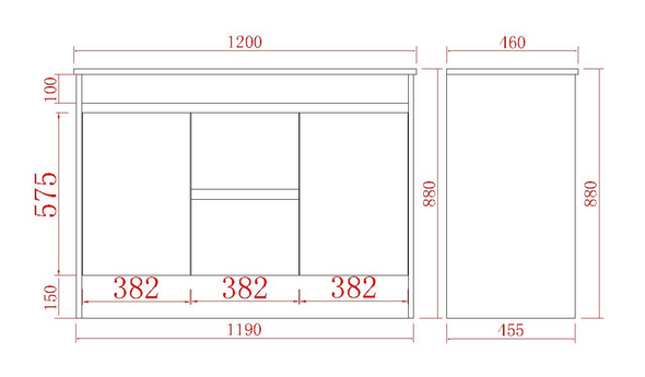 Polar 1200 DOUBLE Bowl Cabinet Only with Kickboard – Gloss White