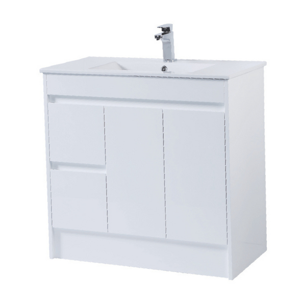 POLAR 900 LH FLOOR MOUNT PVC VANITY CABINET ONLY GLOSS WHITE  POLAR 900 LH FLOOR MOUNT PVC VANITY CABINET ONLY GLOSS WHITE