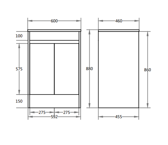 Polar 600 Floor Mount PVC Vanity Cabinet Only - Gloss White