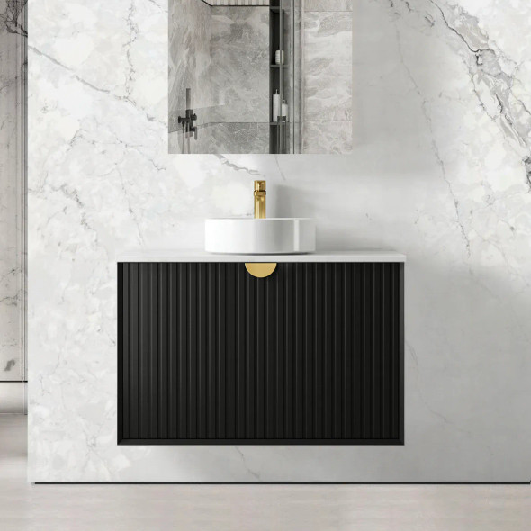MARLO 900x460x550 wall hung Matte Black Plywood CABINET ONLY