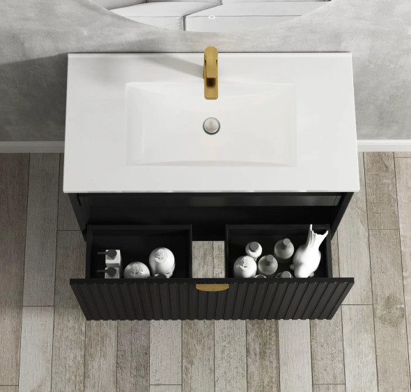 MARLO 900x460x550 wall hung Matte Black Plywood CABINET ONLY