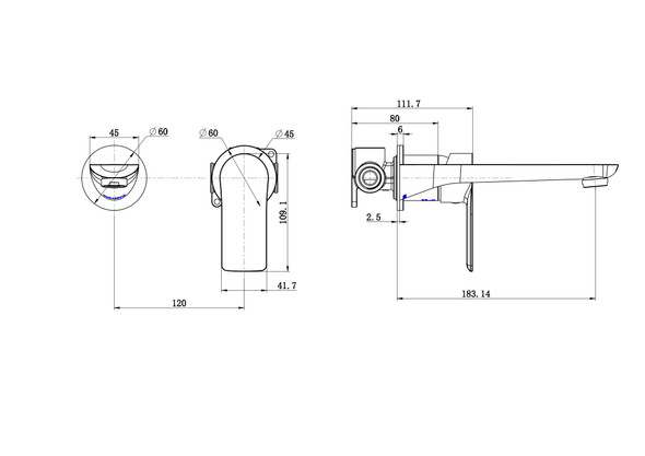NOVA WALL COMBINATION - BRUSHED CHROME