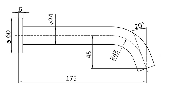 HALI CURVED SPOUT (60mm BACK PLATE) - GUN METAL 