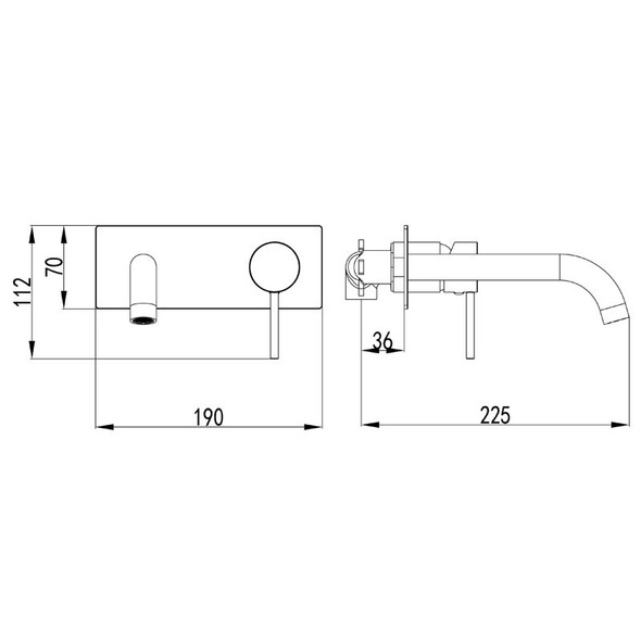 HALI WALL BASIN MIXER SET CURVED SPOUT - BRUSHED NICKEL
