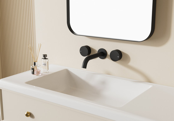 Hali 1/4 Turn C/D Wall Basin Set Matt Black