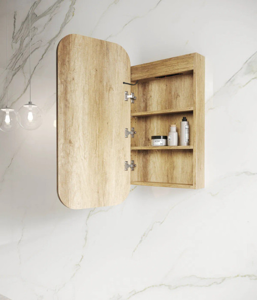 LED NEWPORT SHAVING CABINET 900(H)x450(W) - NATURAL OAK