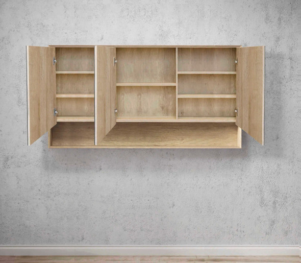BYRON SHAVING CABINET WITH SHELF 1500mm - NATURAL OAK BYRON SHAVING CABINET WITH SHELF 1500mm - NATURAL OAK