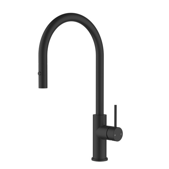 OTUS SLIMLINE GOOSNECK PULL OUT SINK MIXER - MATTE BLACK