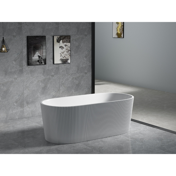 GEORGIE V-GROOVE FLUTED FREESTANDING BATH 1500 - GLOSS WHITE