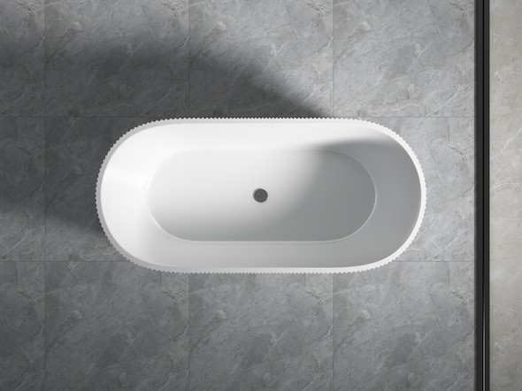 GEORGIE V-GROOVE FLUTED FREESTANDING BATH 1500 - GLOSS WHITE