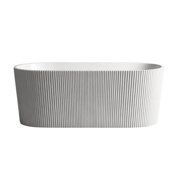 GEORGIE V-GROOVE FLUTED FREESTANDING BATH 1500 - GLOSS WHITE