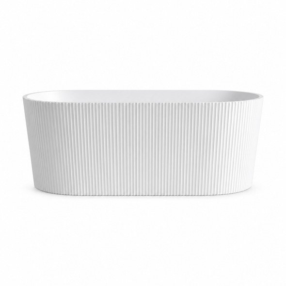 GEORGIE V-GROOVE FLUTED FREESTANDING BATH 1500 - MATTE WHITE