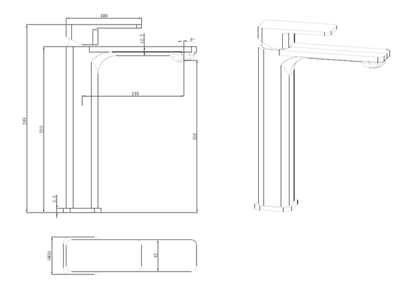 NOVA II HIGHRISE BASIN MIXER - CHROME 