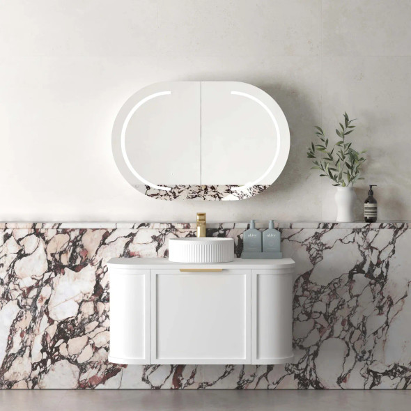 HAMPSHIRE 900MM SATIN WHITE WALL HUNG CURVE VANITY (12TH & NTH ONLY) HAMPSHIRE 900MM SATIN WHITE WALL HUNG CURVE VANITY (12TH & NTH ONLY)
