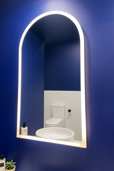 ARIA LED Arch Frontlit Touchless Mirror - 500 x 900 - Frameless ARIA LED Arch Frontlit Touchless Mirror - 500 x 900 - Frameless
