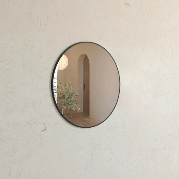 LONDON BLACK METAL FRAMED MIRROR 700MM  LONDON BLACK METAL FRAMED MIRROR 700MM