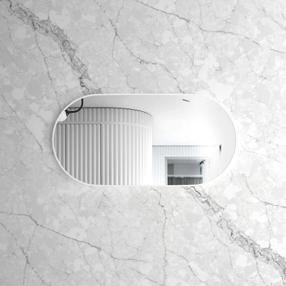 NOOSA 1200x600 OVAL WHITE METAL FRAME MIRROR