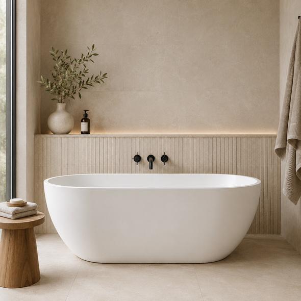 OLIVIA FREESTANDING BATH NO OVERFLOW - MATTE WHITE