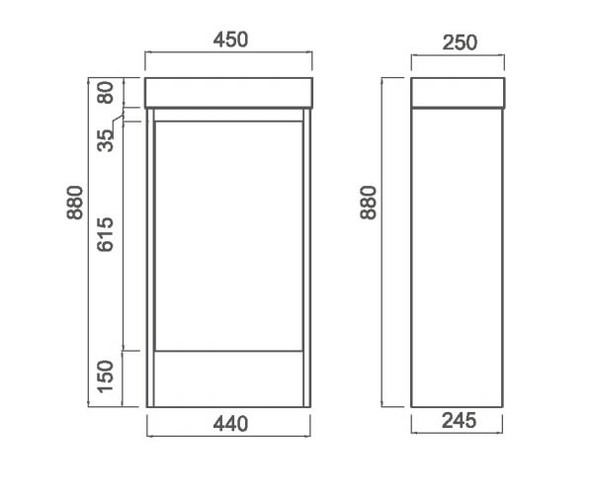 Legna Wood 450 Floor Mount Vanity Set (Top Incl.)