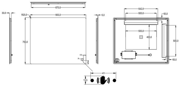 JASPER LED BACK LIT MIRROR 900*750