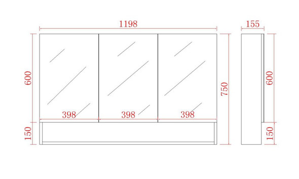 STELLA OAK MIRROR SHAVING CABINET 1200mm